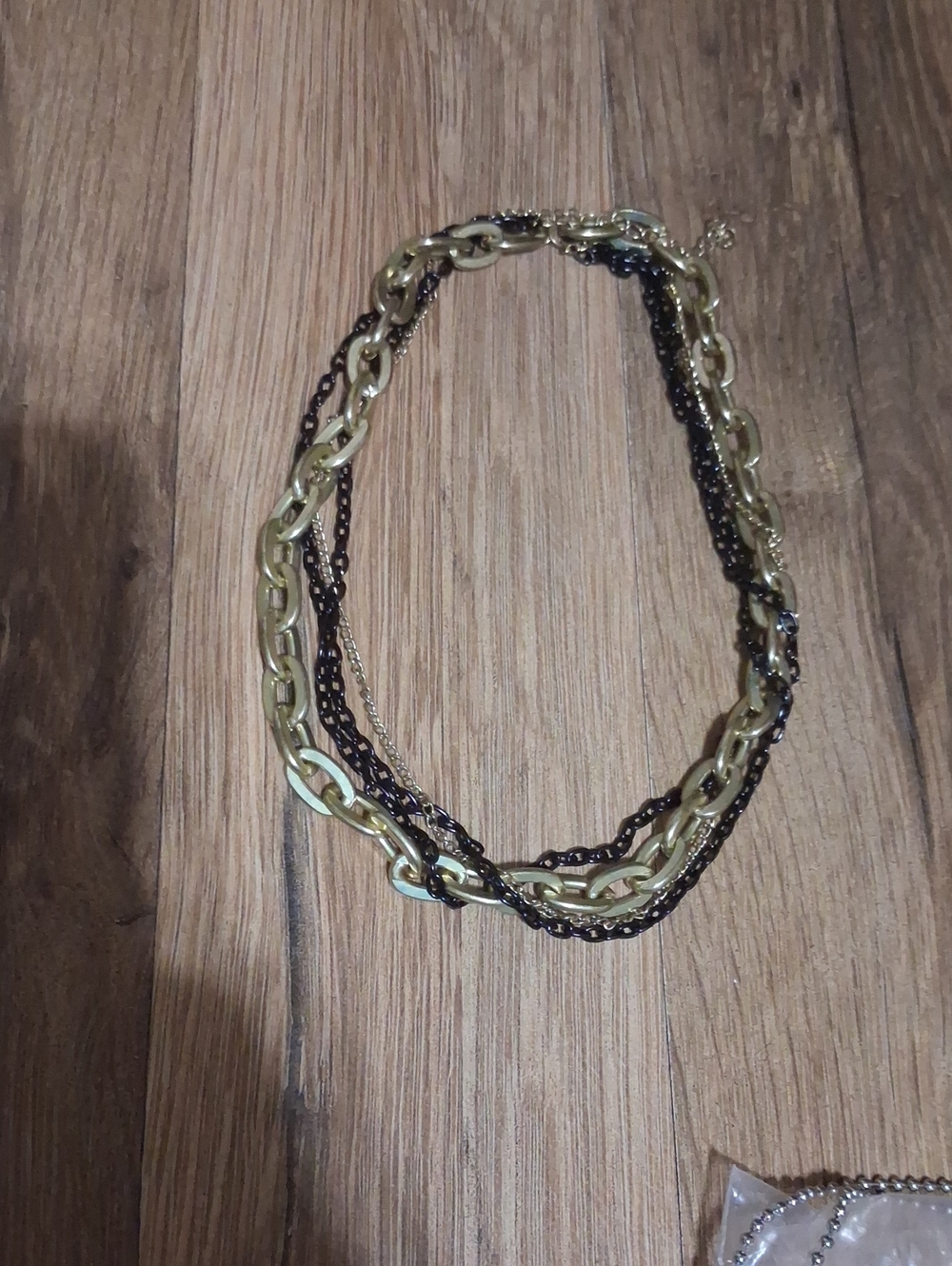 Lia Sophia Gold and Black Multi-Strand Chain Necklace